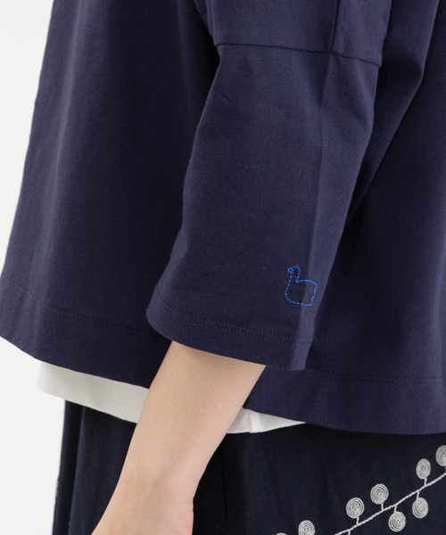 nop de nod(ノップドゥノッド)の「Cloche Ronde USコットン7分袖トップス(Tシャツ/カットソー・レディース・ブラック/ネイビー/オフホワイト/レッド・3)」の16枚目の写真