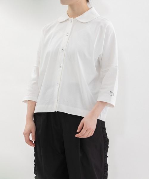 nop de nod(ノップドゥノッド)の「Cloche Ronde USコットン7分袖トップス(Tシャツ/カットソー・レディース・ブラック/ネイビー/オフホワイト/レッド・3)」の19枚目の写真