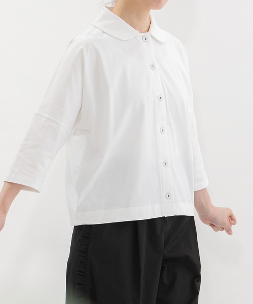 nop de nod(ノップドゥノッド)の「Cloche Ronde USコットン7分袖トップス(Tシャツ/カットソー・レディース・ブラック/ネイビー/オフホワイト/レッド・3)」の20枚目の写真