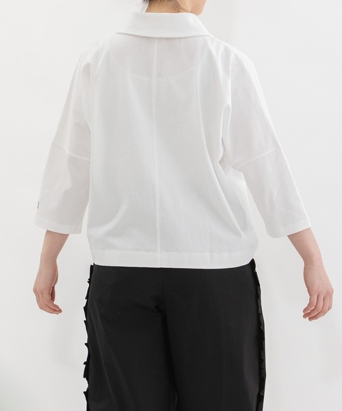 nop de nod(ノップドゥノッド)の「Cloche Ronde USコットン7分袖トップス(Tシャツ/カットソー・レディース・ブラック/ネイビー/オフホワイト/レッド・3)」の21枚目の写真