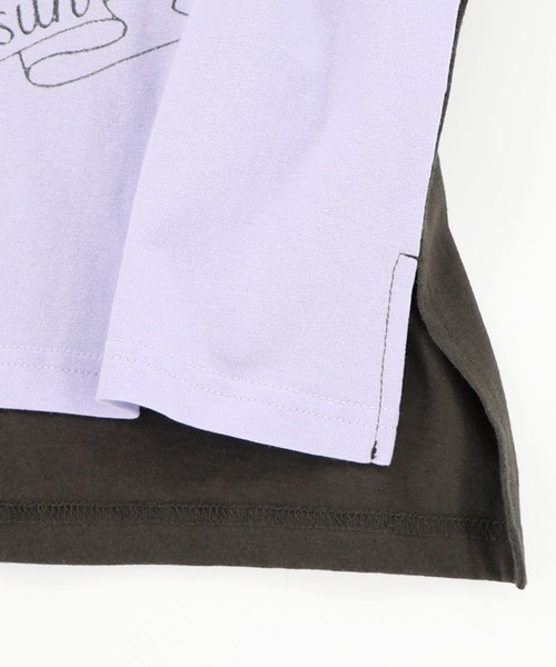 ScoLar(スカラー)の「161651:花ネコピクニック柄配色Tシャツ(Tシャツ/カットソー・レディース・パープル/チャコールグレー/オフホワイト・M)」の22枚目の写真