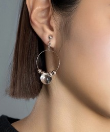 【As】【金属アレルギー対応】NO.207 ドイツ製アクリルクリアビーズ×銅玉デザイン　フープイヤリング（ニッケルフリー）(MA)