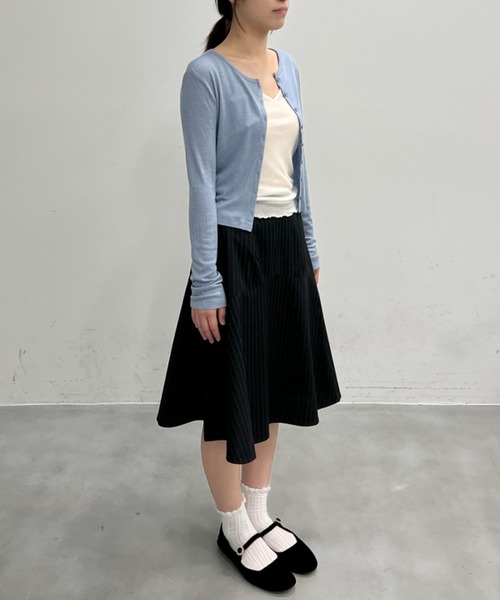 GIUNON（ジウノン）の「midi switching stripe skirt / ミディスイッチングストライプスカート（スカート・レディース・ブラック/グレー・0/1）」の19枚目の写真