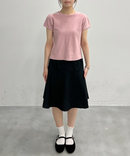 GIUNON（ジウノン）の「midi switching stripe skirt / ミディスイッチングストライプスカート（スカート・レディース・ブラック/グレー・0/1）」の15枚目の写真