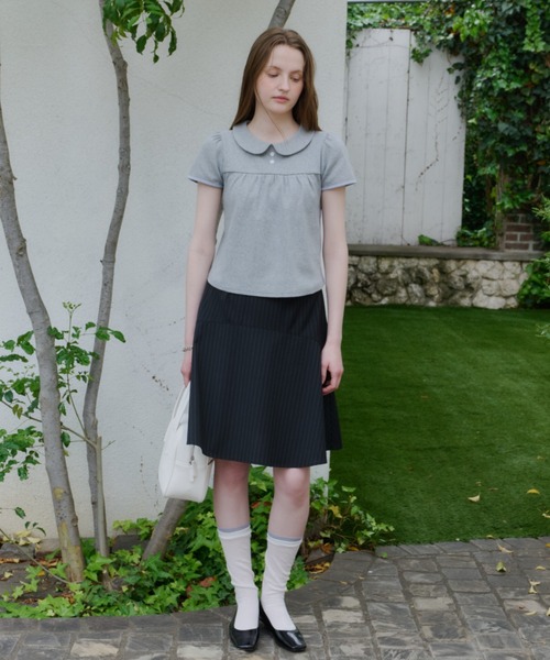 GIUNON（ジウノン）の「midi switching stripe skirt / ミディスイッチングストライプスカート（スカート・レディース・ブラック/グレー・0/1）」の21枚目の写真