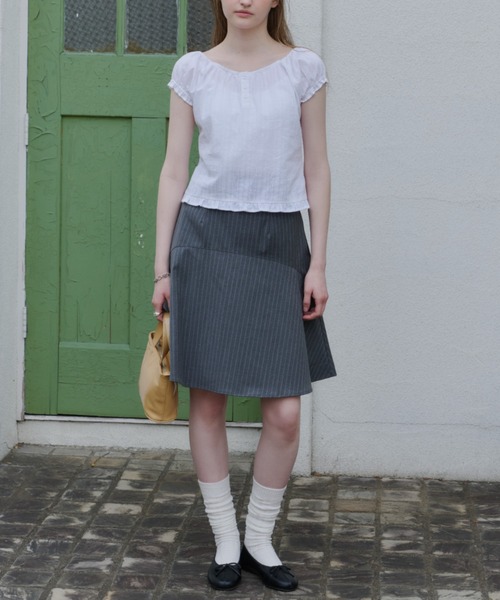 GIUNON（ジウノン）の「midi switching stripe skirt / ミディスイッチングストライプスカート（スカート・レディース・ブラック/グレー・0/1）」の11枚目の写真