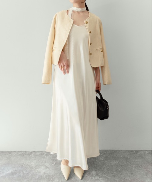 on:nue（オンニュ）の「【on:nue】[2種類タイ付]サテンタイレースキャミワンピース /2026 SS COLLECTION（ワンピース・レディース・ブラック/アイボリー/ブラウン/グレー・FREE）」の11枚目の写真