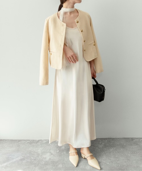 on:nue（オンニュ）の「【on:nue】[2種類タイ付]サテンタイレースキャミワンピース /2026 SS COLLECTION（ワンピース・レディース・ブラック/アイボリー/ブラウン/グレー・FREE）」の12枚目の写真