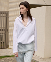 Overdyed V-neck Shirt - Snow White