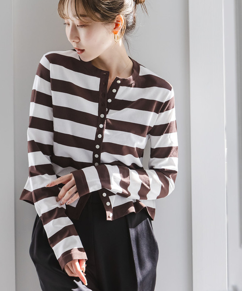 Noble（ノーブル）の「18G CO/PL クルーカーディガン（カーディガン/ボレロ・レディース・ブラウン/ブラック/ブルー/その他4・FREE）」の4枚目の写真