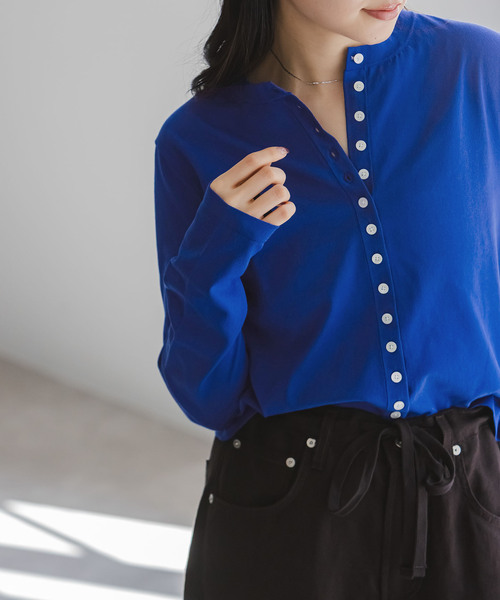 Noble（ノーブル）の「18G CO/PL クルーカーディガン（カーディガン/ボレロ・レディース・ブラウン/ブラック/ブルー/その他4・FREE）」の3枚目の写真