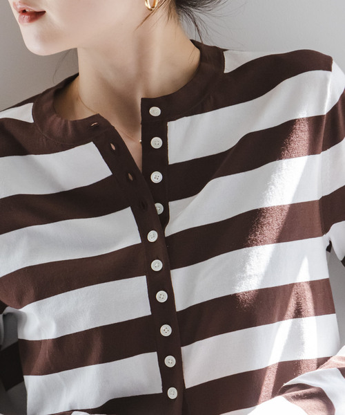 Noble（ノーブル）の「18G CO/PL クルーカーディガン（カーディガン/ボレロ・レディース・ブラウン/ブラック/ブルー/その他4・FREE）」の5枚目の写真