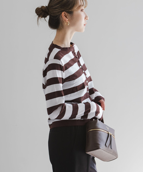 Noble（ノーブル）の「18G CO/PL クルーカーディガン（カーディガン/ボレロ・レディース・ブラウン/ブラック/ブルー/その他4・FREE）」の10枚目の写真