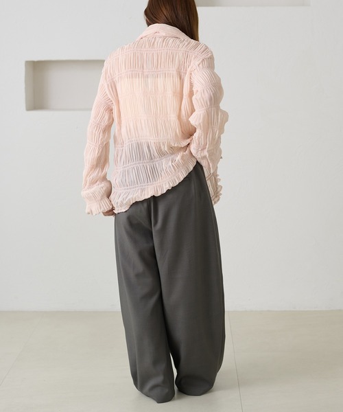 apres jour clair（アプレジュールクレア）の「【apres jour clair】シャーリングシアーシャツ（シャツ/ブラウス・レディース・ピンクベージュ/アイボリー・フリー/X-LARGE）」の12枚目の写真