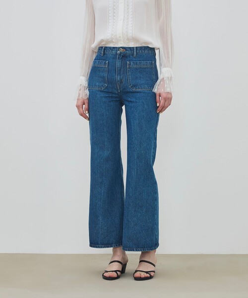 DES PRES（デ・プレ）の「ハイデンシティーデニム フレアパンツ（デニムパンツ・レディース・ライトブルー/ネイビー・32/34/36）」の4枚目の写真