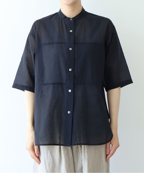 yuni（ユニ　）の「cotton nylon sheer  half sleeves blouse（シャツ/ブラウス・レディース・サックスブルー/ブラウン/ブラック・FREE）」の21枚目の写真