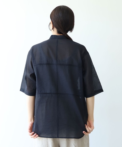yuni（ユニ　）の「cotton nylon sheer  half sleeves blouse（シャツ/ブラウス・レディース・サックスブルー/ブラウン/ブラック・FREE）」の20枚目の写真