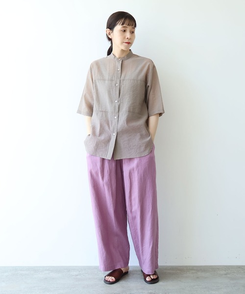 yuni（ユニ　）の「cotton nylon sheer  half sleeves blouse（シャツ/ブラウス・レディース・サックスブルー/ブラウン/ブラック・FREE）」の11枚目の写真