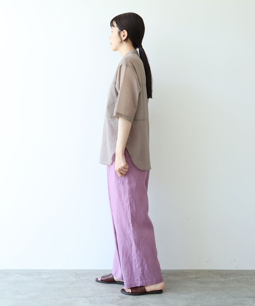 yuni（ユニ　）の「cotton nylon sheer  half sleeves blouse（シャツ/ブラウス・レディース・サックスブルー/ブラウン/ブラック・FREE）」の13枚目の写真