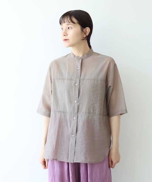 yuni（ユニ　）の「cotton nylon sheer  half sleeves blouse（シャツ/ブラウス・レディース・サックスブルー/ブラウン/ブラック・FREE）」の15枚目の写真