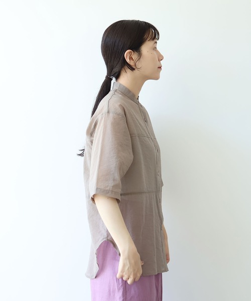 yuni（ユニ　）の「cotton nylon sheer  half sleeves blouse（シャツ/ブラウス・レディース・サックスブルー/ブラウン/ブラック・FREE）」の16枚目の写真