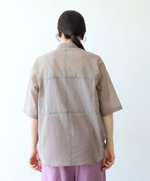 yuni（ユニ　）の「cotton nylon sheer  half sleeves blouse（シャツ/ブラウス・レディース・サックスブルー/ブラウン/ブラック・FREE）」の17枚目の写真