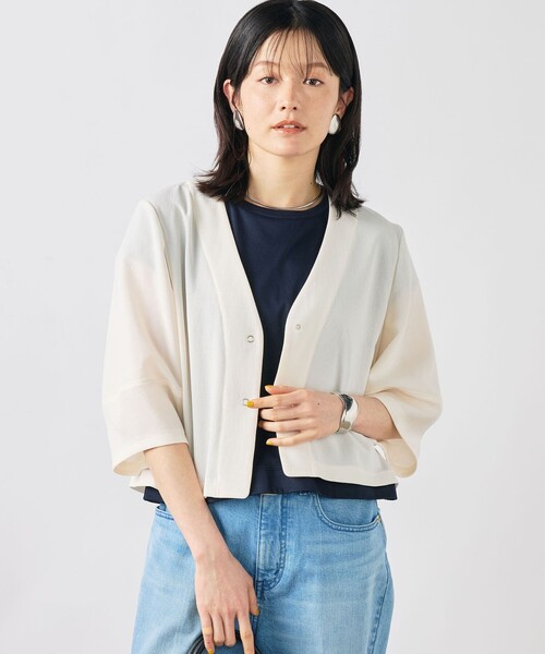NOLLEY’S(ノーリーズ)の「ウォッシャブルヴィンテージメッシュカーディガン(ブルゾン・レディース・オフホワイト/ブラック・38)」の12枚目の写真