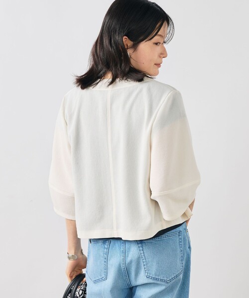 NOLLEY’S(ノーリーズ)の「ウォッシャブルヴィンテージメッシュカーディガン(ブルゾン・レディース・オフホワイト/ブラック・38)」の11枚目の写真