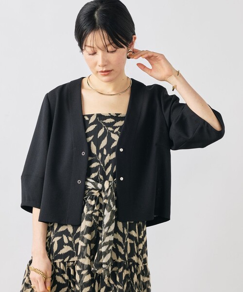 NOLLEY’S(ノーリーズ)の「ウォッシャブルヴィンテージメッシュカーディガン(ブルゾン・レディース・オフホワイト/ブラック・38)」の7枚目の写真