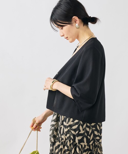 NOLLEY’S(ノーリーズ)の「ウォッシャブルヴィンテージメッシュカーディガン(ブルゾン・レディース・オフホワイト/ブラック・38)」の5枚目の写真