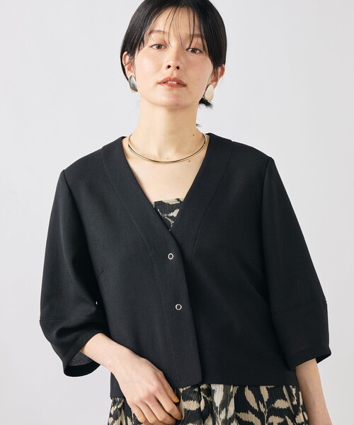 NOLLEY’S(ノーリーズ)の「ウォッシャブルヴィンテージメッシュカーディガン(ブルゾン・レディース・オフホワイト/ブラック・38)」の3枚目の写真