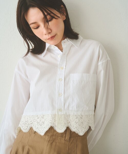 Whim Gazette（ウィムガゼット）の「レースコンビシャツ（シャツ/ブラウス・レディース・ライトベージュ/オフホワイト・FREE）」の11枚目の写真