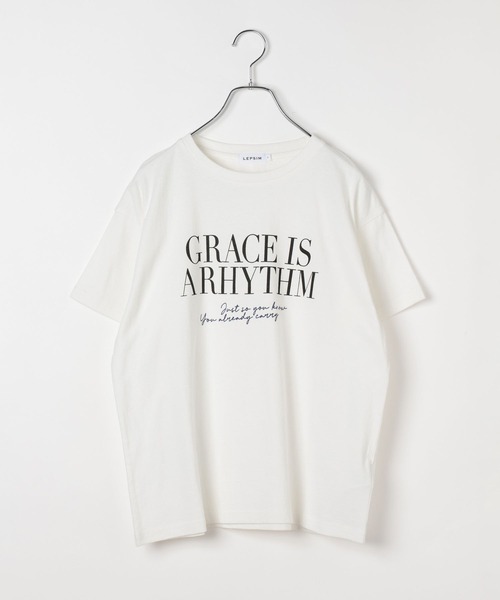 LEPSIM(レプシィム)の「アソートロゴプリントTSS 668866(Tシャツ/カットソー・レディース・オフホワイト/チャコールグレー・FREE)」の2枚目の写真