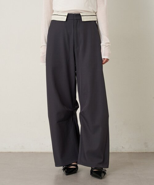 mline（エムライン）の「[mline]ウエスト折り返し スラックスパンツ（その他パンツ・レディース・ブラック/チャコールグレー・1/2）」の8枚目の写真