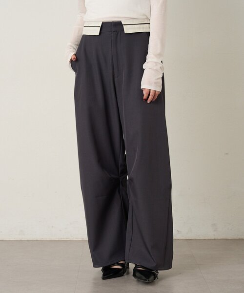 mline（エムライン）の「[mline]ウエスト折り返し スラックスパンツ（その他パンツ・レディース・ブラック/チャコールグレー・1/2）」の9枚目の写真