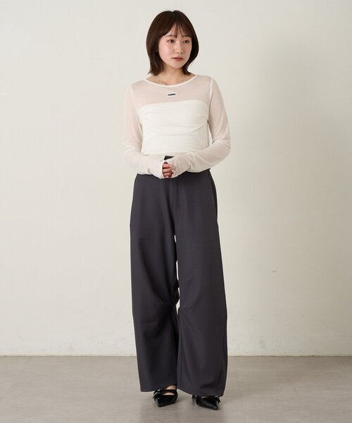 mline（エムライン）の「[mline]ウエスト折り返し スラックスパンツ（その他パンツ・レディース・ブラック/チャコールグレー・1/2）」の12枚目の写真