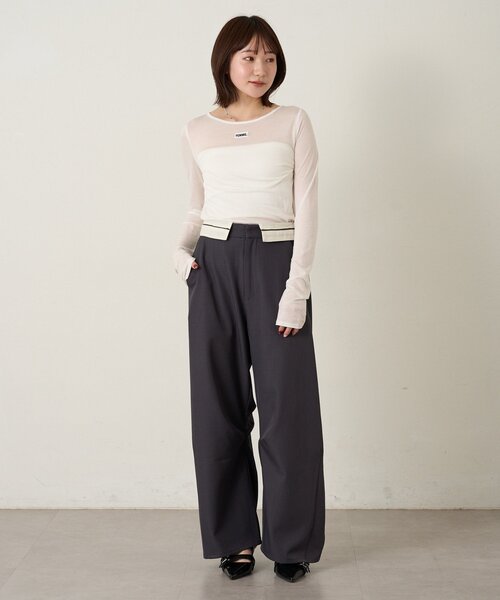 mline（エムライン）の「[mline]ウエスト折り返し スラックスパンツ（その他パンツ・レディース・ブラック/チャコールグレー・1/2）」の13枚目の写真