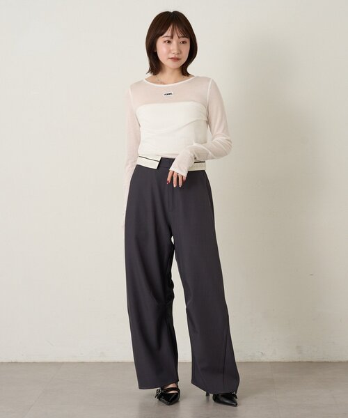 mline（エムライン）の「[mline]ウエスト折り返し スラックスパンツ（その他パンツ・レディース・ブラック/チャコールグレー・1/2）」の14枚目の写真