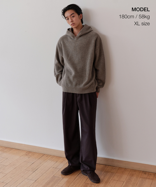 MUSINSA STANDARD（ムシンサスタンダード）の「[ビクトリアウール] リブフードニット [トープ]（ニット/セーター・メンズ・その他・LARGE/2XL/MEDIUM/X-LARGE/SMALL）」の9枚目の写真