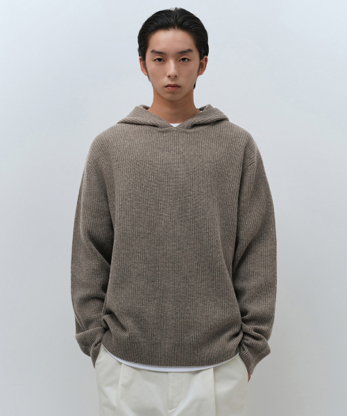 MUSINSA STANDARD（ムシンサスタンダード）の「[ビクトリアウール] リブフードニット [トープ]（ニット/セーター・メンズ・その他・LARGE/2XL/MEDIUM/X-LARGE/SMALL）」の8枚目の写真