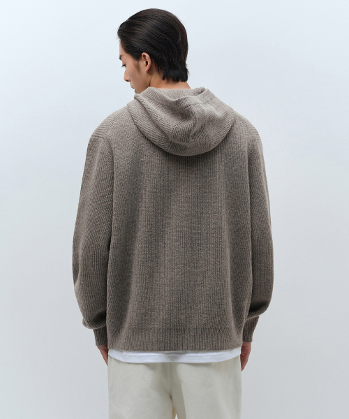 MUSINSA STANDARD（ムシンサスタンダード）の「[ビクトリアウール] リブフードニット [トープ]（ニット/セーター・メンズ・その他・LARGE/2XL/MEDIUM/X-LARGE/SMALL）」の7枚目の写真