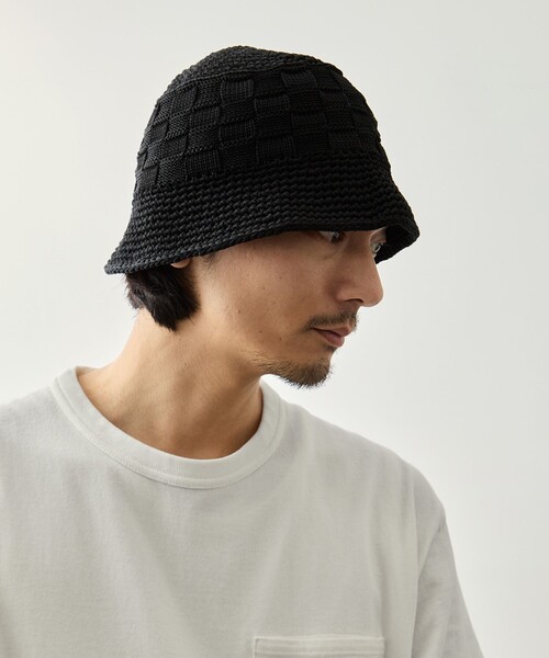KIJIMA TAKAYUKI/キジマタカユキ】POLY KNIT BUCKET HAT (CHECKERBOAD