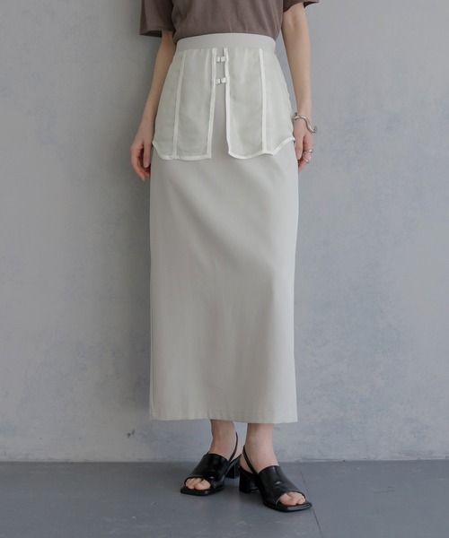 &g'aime(アンジェム)の「【&g'aime 】シアーレイヤードスカート Sheer Layered Skirt(スカート・レディース・ブラック/グレイッシュベージュ・FREE)」の1枚目の写真