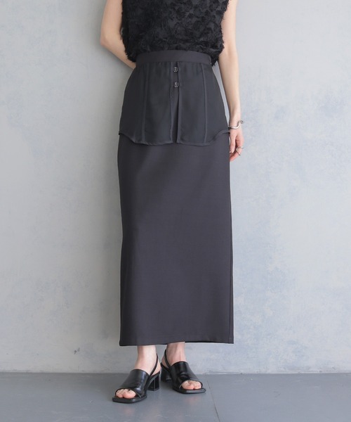 &g'aime(アンジェム)の「【&g'aime 】シアーレイヤードスカート Sheer Layered Skirt(スカート・レディース・ブラック/グレイッシュベージュ・FREE)」の2枚目の写真