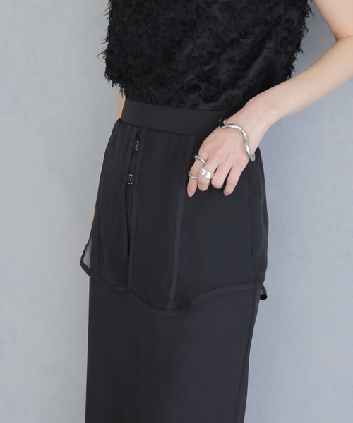 &g'aime(アンジェム)の「【&g'aime 】シアーレイヤードスカート Sheer Layered Skirt(スカート・レディース・ブラック/グレイッシュベージュ・FREE)」の22枚目の写真