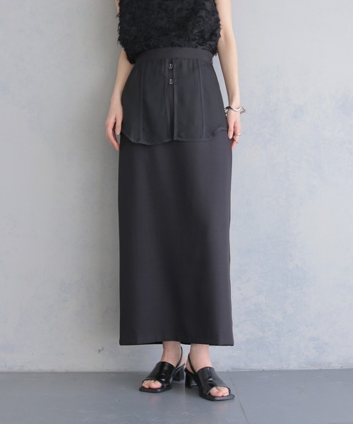 &g'aime(アンジェム)の「【&g'aime 】シアーレイヤードスカート Sheer Layered Skirt(スカート・レディース・ブラック/グレイッシュベージュ・FREE)」の16枚目の写真
