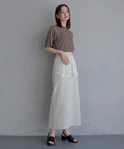 &g'aime(アンジェム)の「【&g'aime 】シアーレイヤードスカート Sheer Layered Skirt(スカート・レディース・ブラック/グレイッシュベージュ・FREE)」の3枚目の写真
