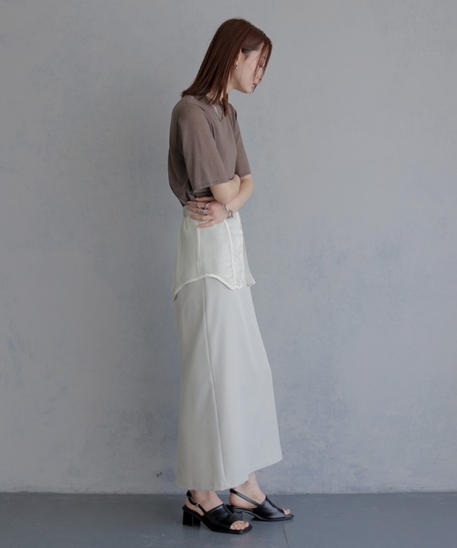 &g'aime(アンジェム)の「【&g'aime 】シアーレイヤードスカート Sheer Layered Skirt(スカート・レディース・ブラック/グレイッシュベージュ・FREE)」の4枚目の写真