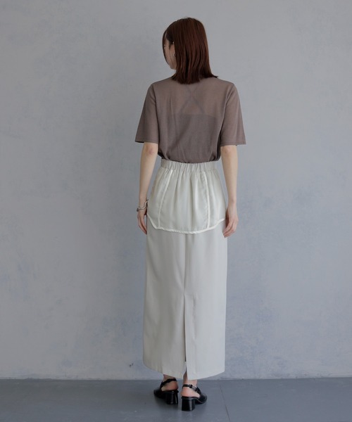 &g'aime(アンジェム)の「【&g'aime 】シアーレイヤードスカート Sheer Layered Skirt(スカート・レディース・ブラック/グレイッシュベージュ・FREE)」の5枚目の写真