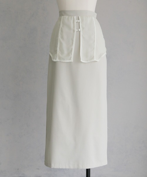 &g'aime(アンジェム)の「【&g'aime 】シアーレイヤードスカート Sheer Layered Skirt(スカート・レディース・ブラック/グレイッシュベージュ・FREE)」の6枚目の写真